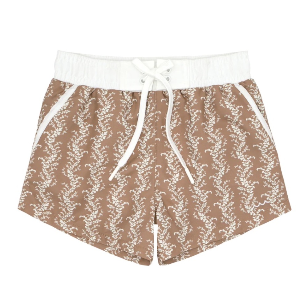 Minnow Boys Almond Vine Floral Boardie 2T